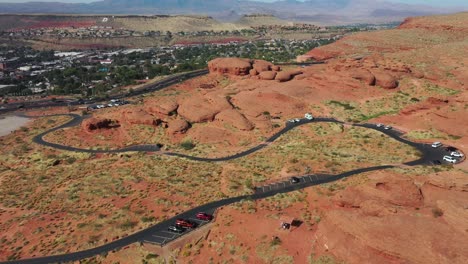 Aerial-View-Of-Red-rock-Soil,-Grand-Staircase-Escalante-National-Monument,-Utah---drone-shot