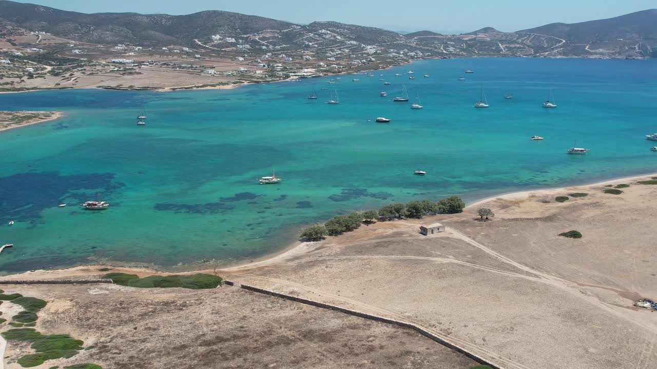 Aerial views from over the Greek Islands of Despotiko and Antiparos