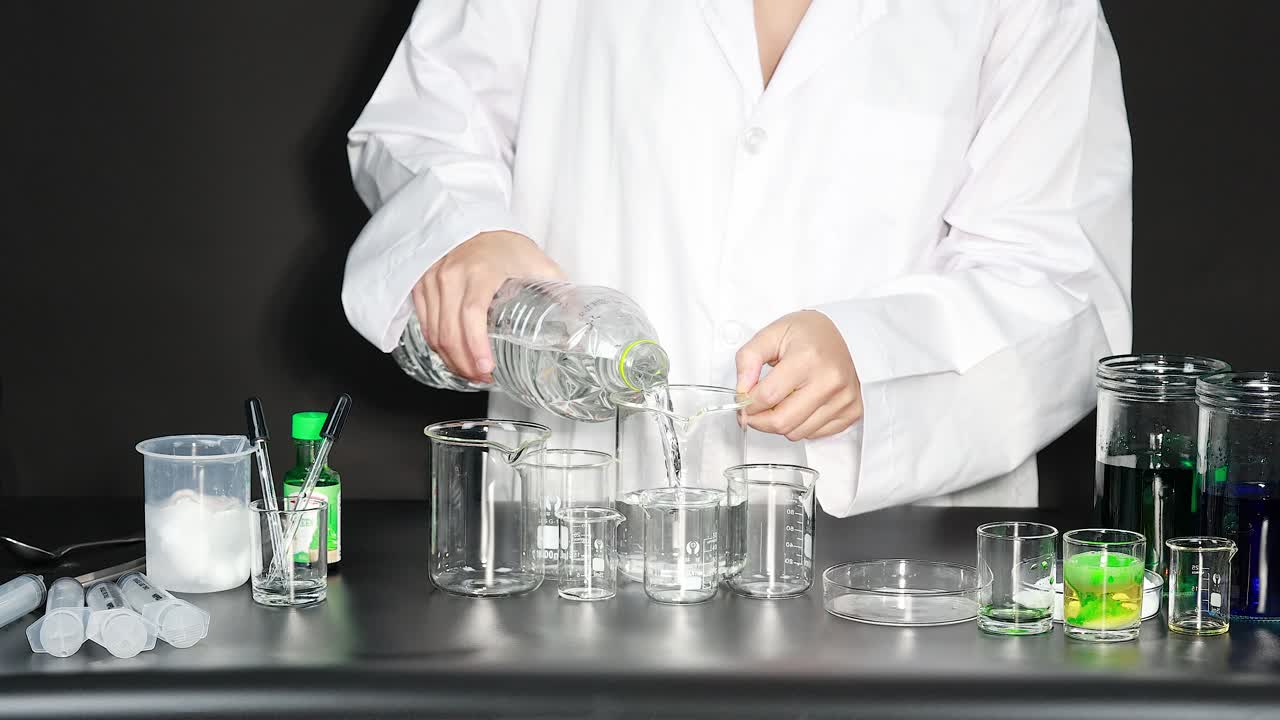 experimento científico con líquidos
