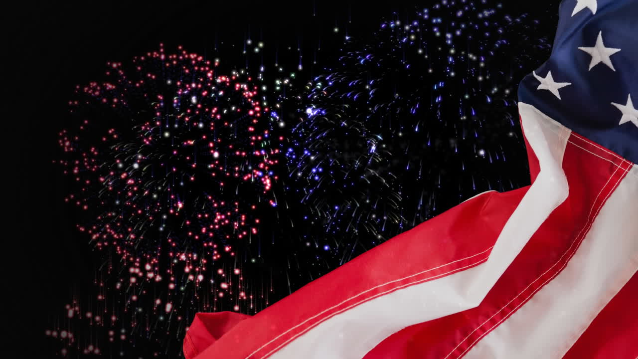 animación digital de espectáculo de fuegos artificiales por la noche 4k