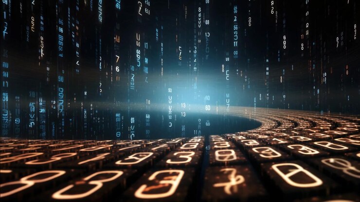 Abstract Digital Data Flowing in a Futuristic Cyberspace Network