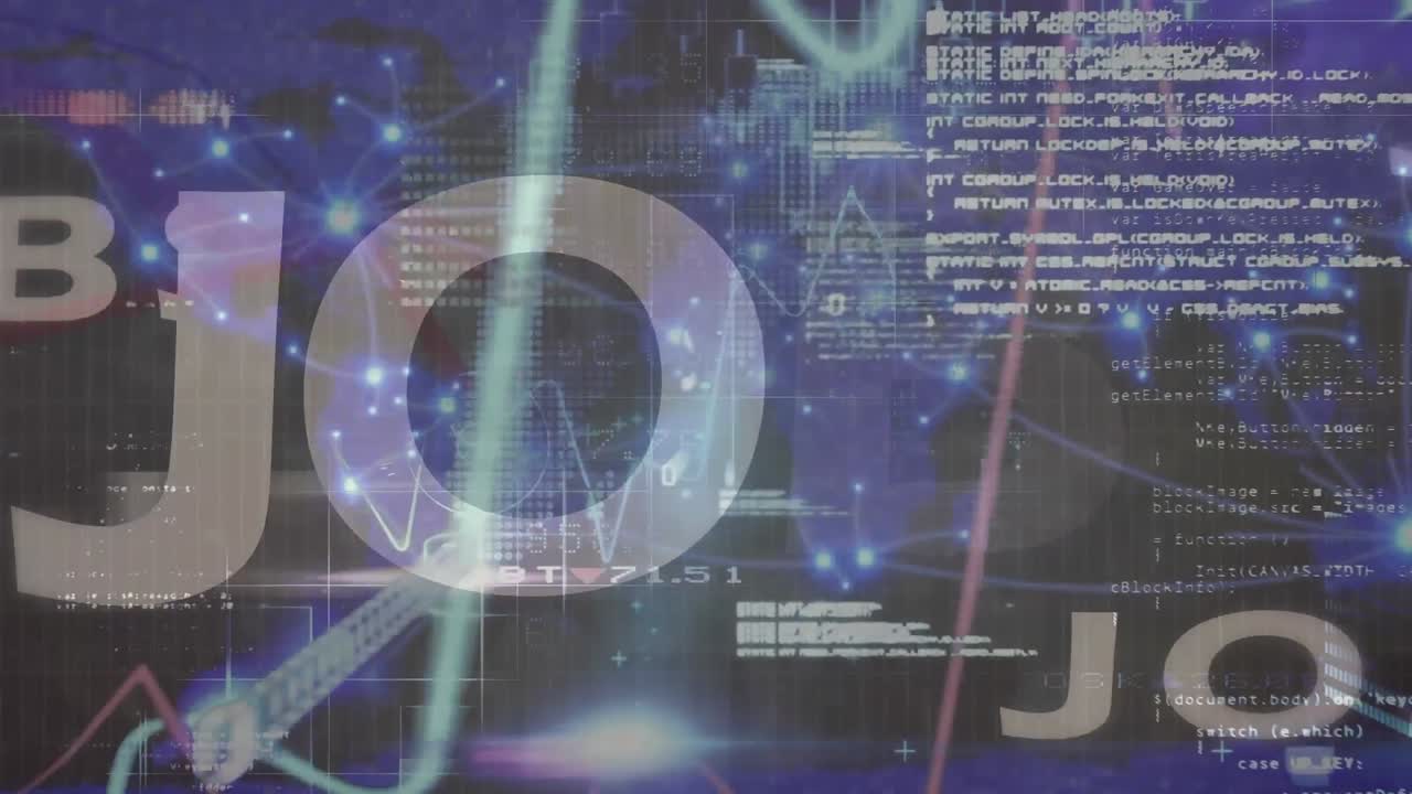 Animation of data processing over jobs text