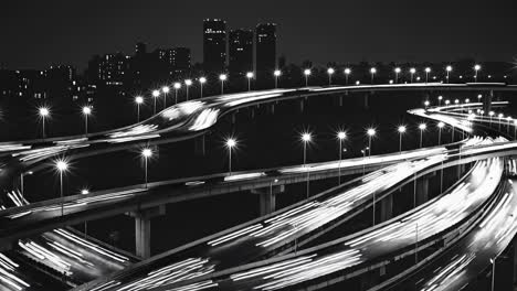 night highway overpass in cityscape
