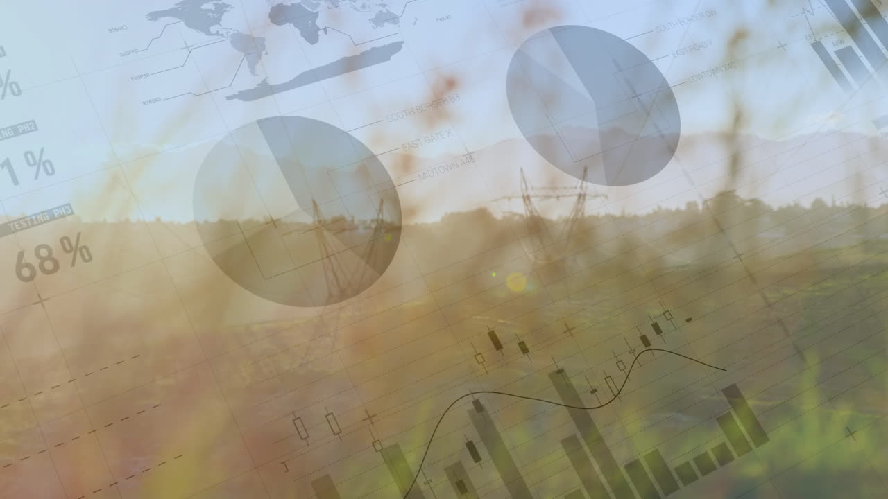 그래프와 통계와 함께 송신 타워 4k