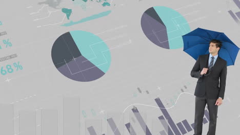 Animación-Del-Procesamiento-De-Datos-Financieros-Sobre-Un-Hombre-De-Negocios-Caucásico-Con-Paraguas