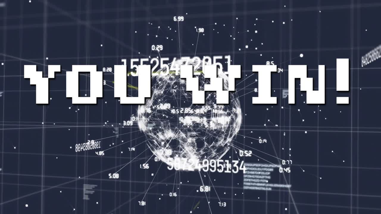 여러 번 바뀌는 숫자와 파란색 배경에 대해 회전하는 지구를 통해 텍스트를 얻습니다.