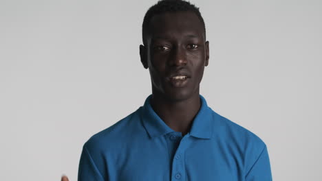 african american man on grey background.