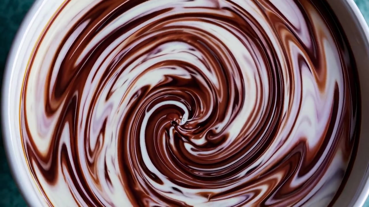 Motivo ipnotizzante di cioccolato e panna vorticosi