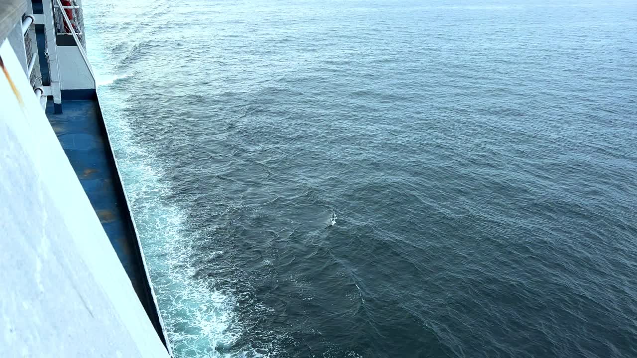 ship sailing the English channel. Blue water giving rise to waves