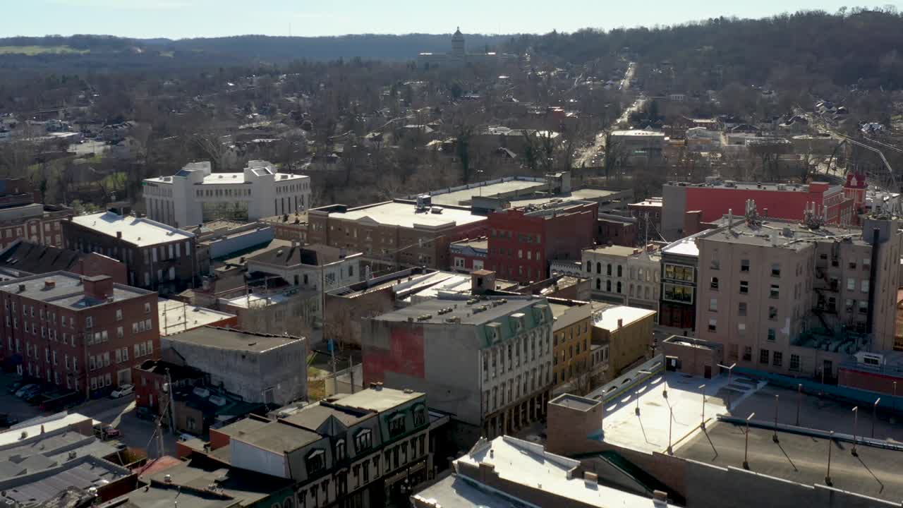 Frankfurt Kentucky Downtown Aerial City Reveal
