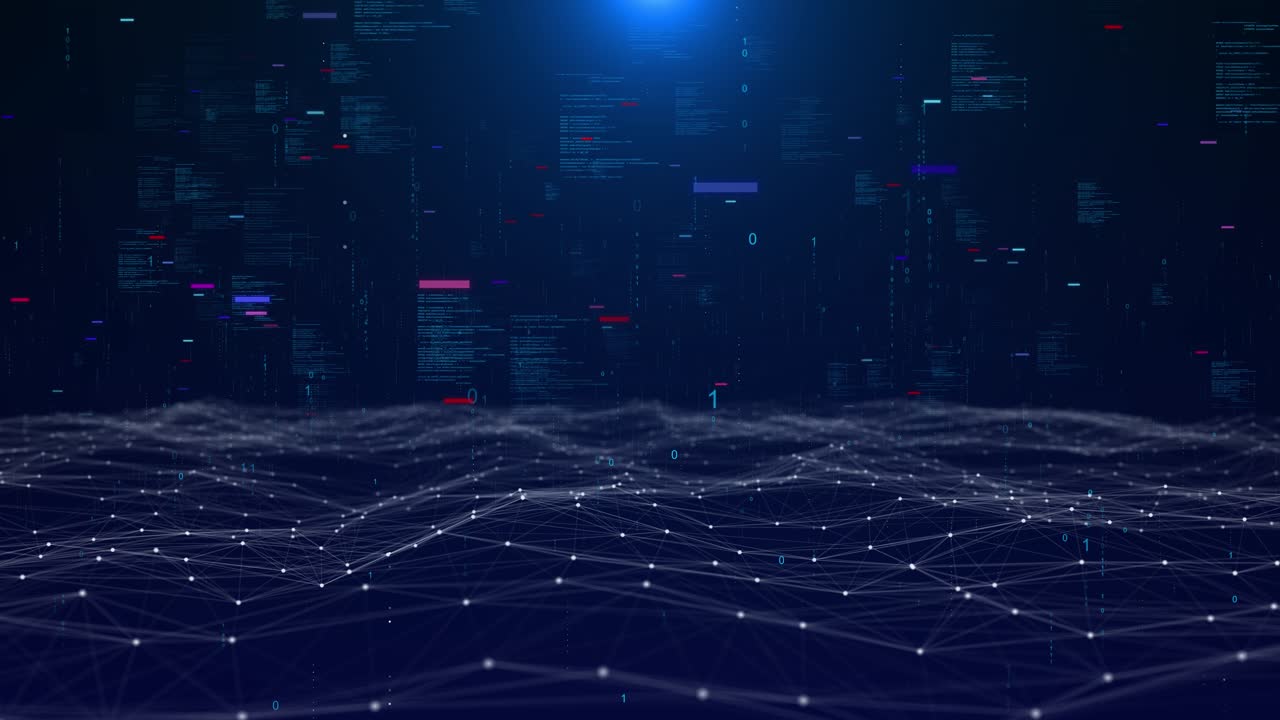 Cyber technology background futuristic cyber world scifi grid particles and glowing blue digital