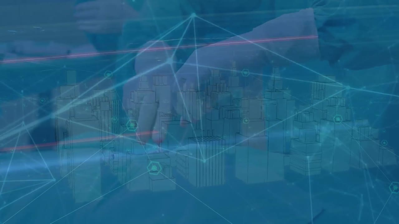 메타버스 시티와 백인 환자 간의 연결 네트워크의 애니메이션