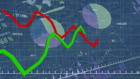 Animation-Der-Verarbeitung-Finanzieller-Daten-über-Raster-Und-Dunklem-Hintergrund