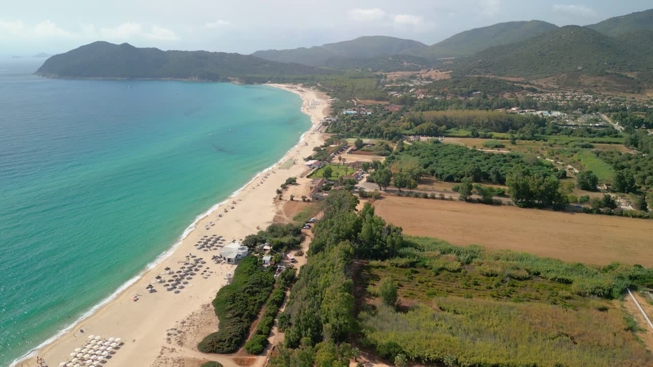 Stunning beaches of Sardinia aerial view few people
