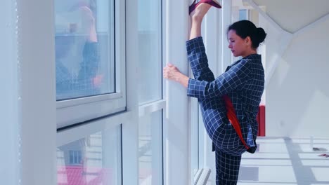 a journey of emotion and grace: a woman's transition from contemplation to empowerment illustrated through dynamic movement in a contemporary setting