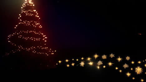 cinemagraph shows "happy new year" text with snowflake lights as a christmas tree.