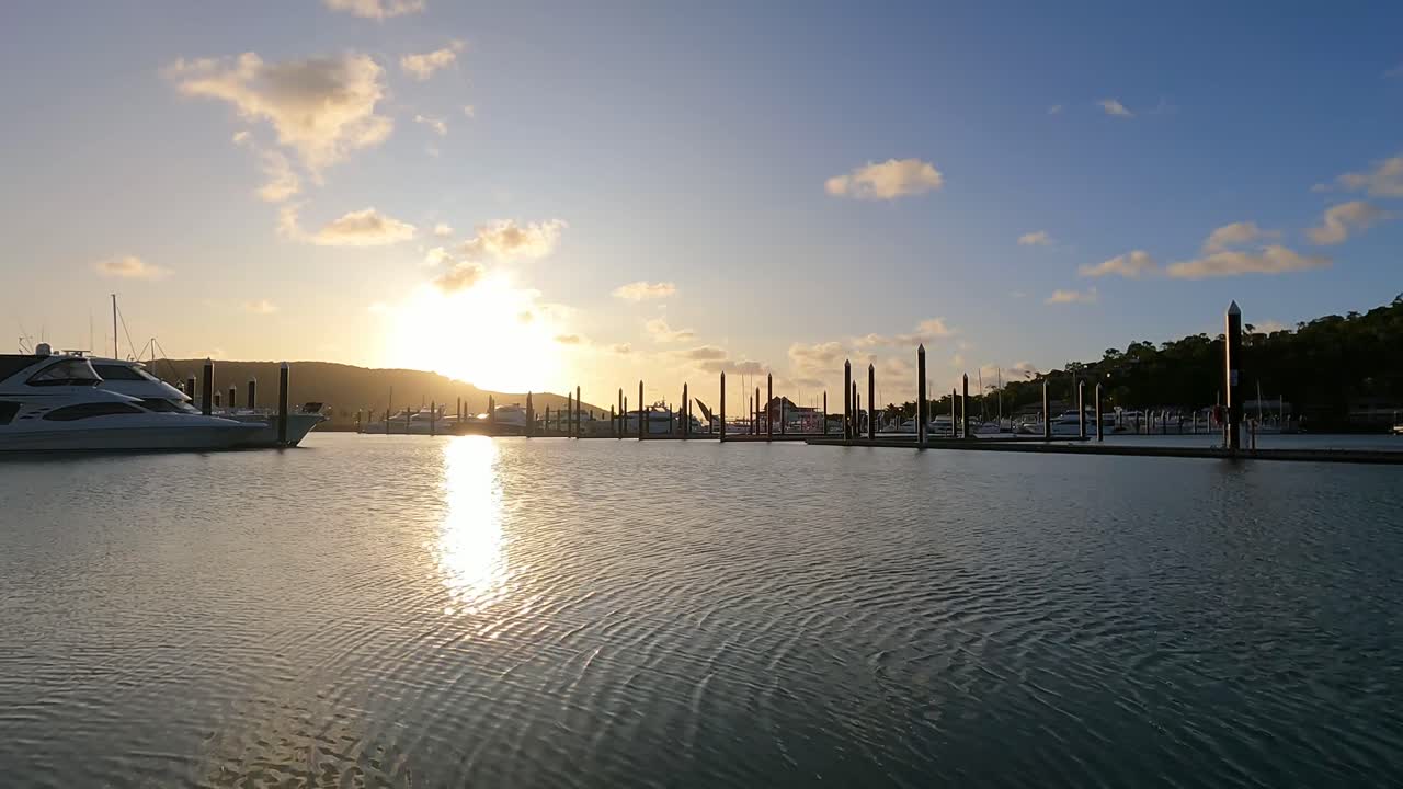 Sunset Timelapse of tropical island marina