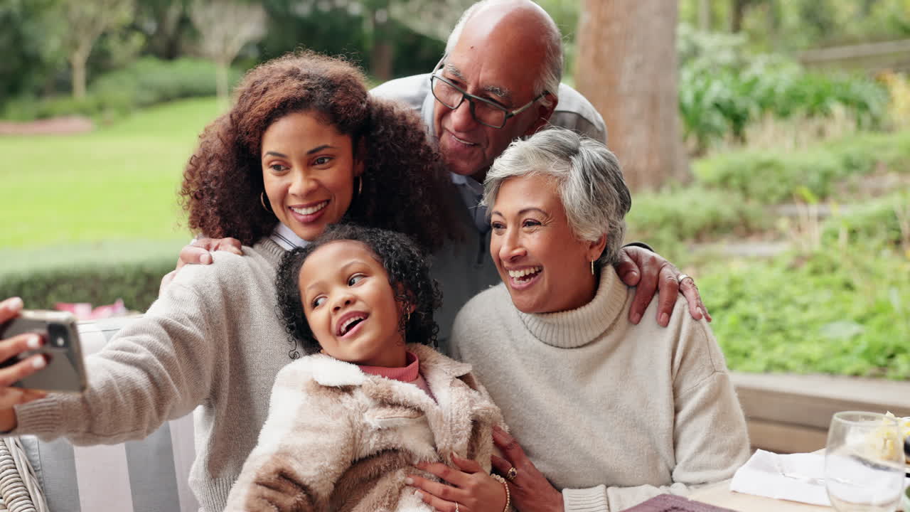 Multi-generational family taking a fun selfie together