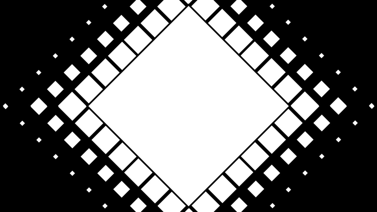 Abstract Geometric Animation of Expanding White Squares on Black Background