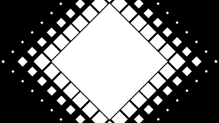 Abstract Geometric Animation of Expanding White Squares on Black Background