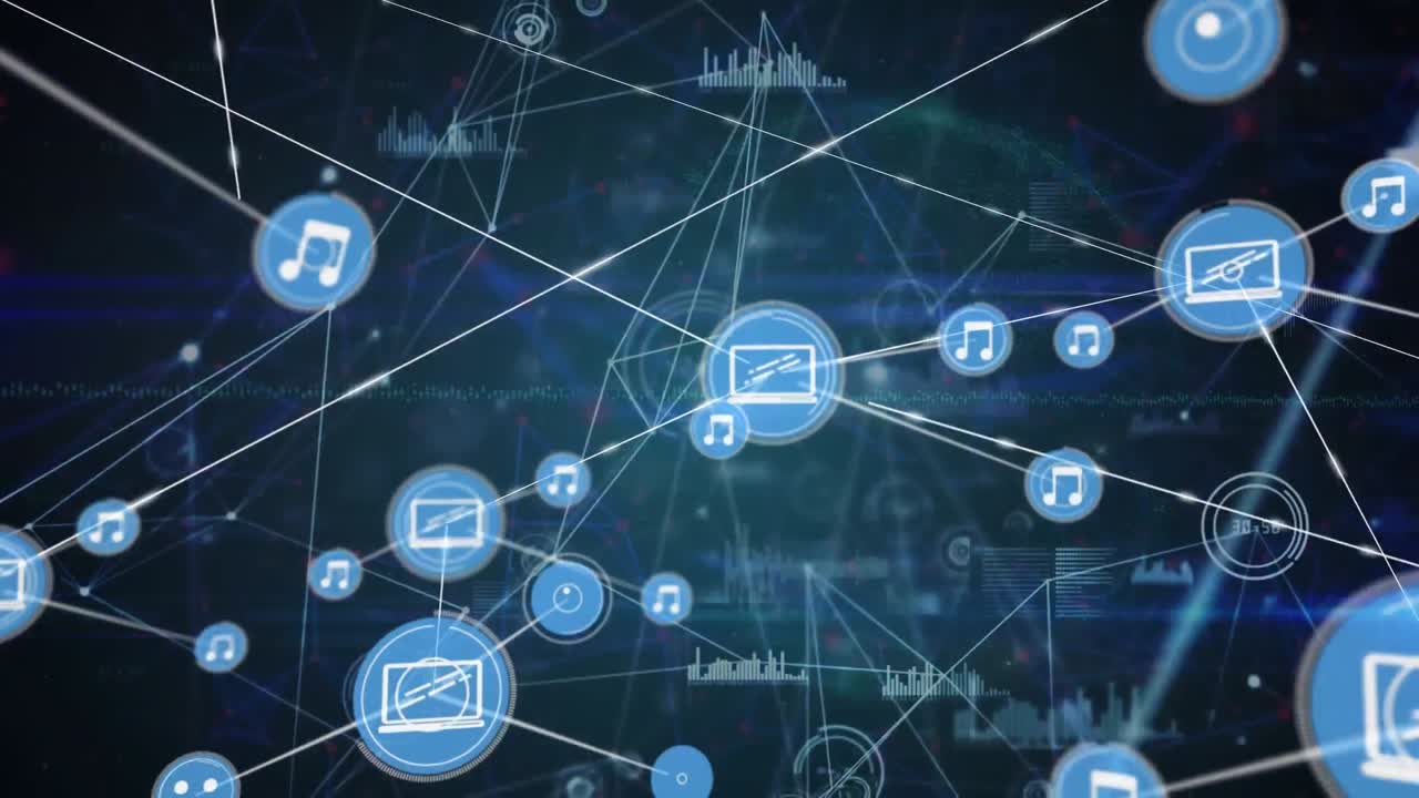 animación de redes de conexiones y procesamiento de datos en todo el mundo