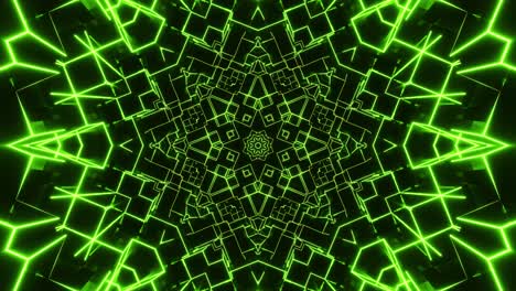 sfondo astratto verde e nero con disegno circolare. caleidoscopio vj loop