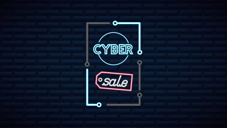 cyber monday neon lights animation with