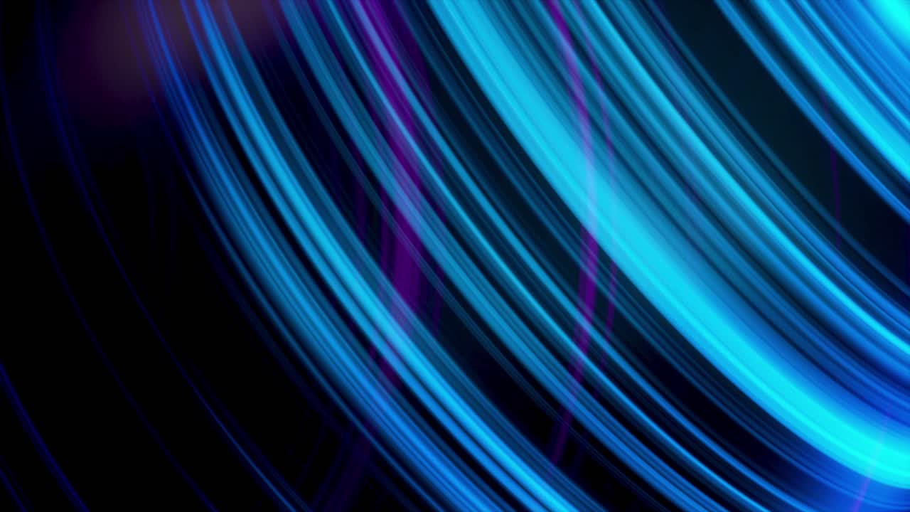 Abstract blue and purple light lines on black background