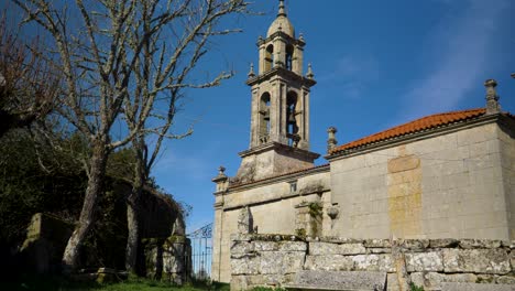 Static-sideview-of-stark-empty-church-walls-in-Ourense-Spain