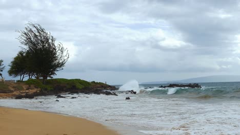 stormy beach scene in hawaii