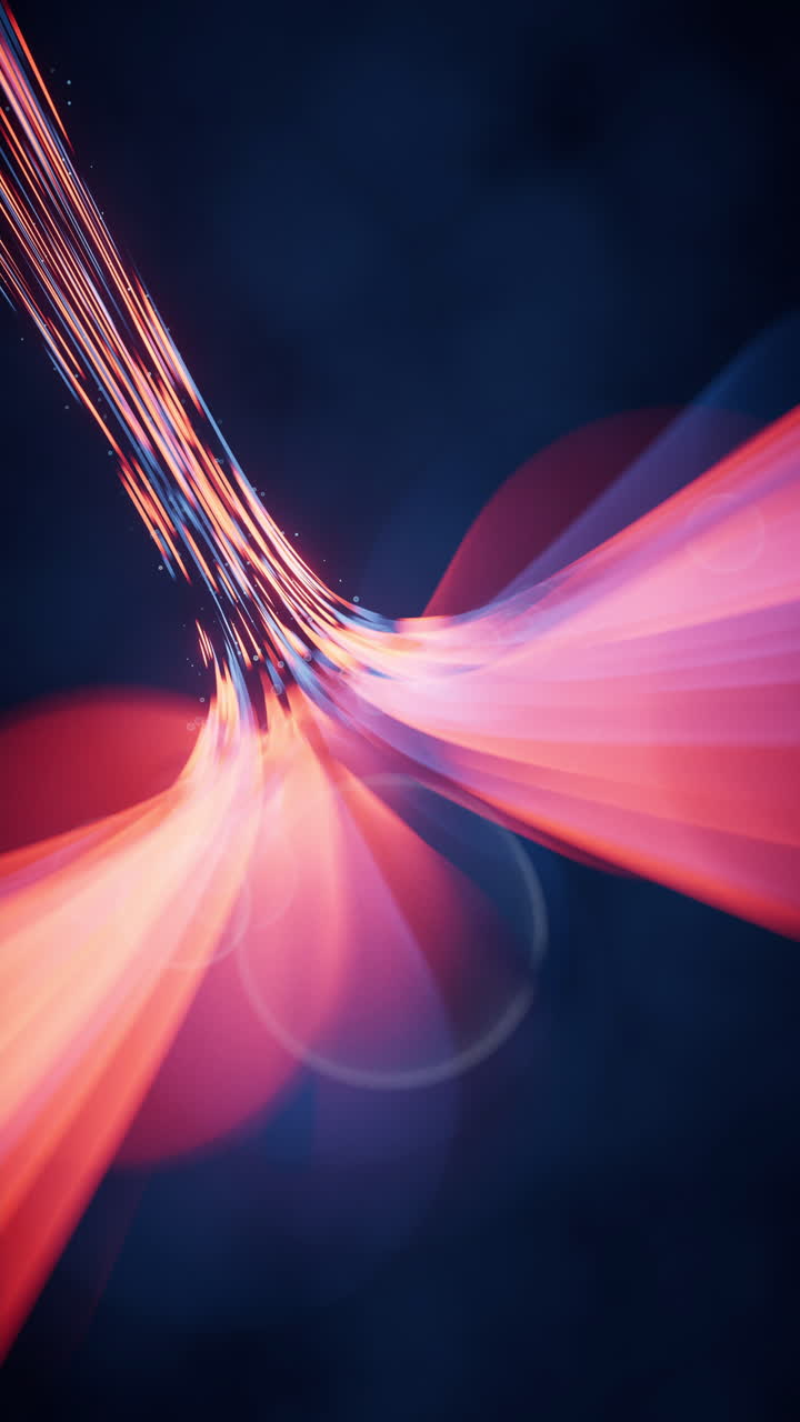 Flowing curves with glowing neon lines, 3d rendering.