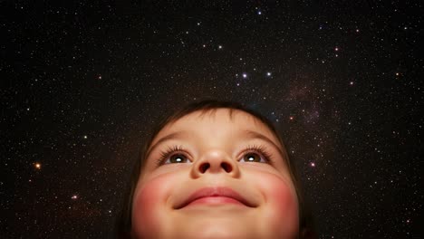 a child's dreamy gaze into the starry universe: capturing the innocence and wonder of a young mind gazing at the limitless cosmos above