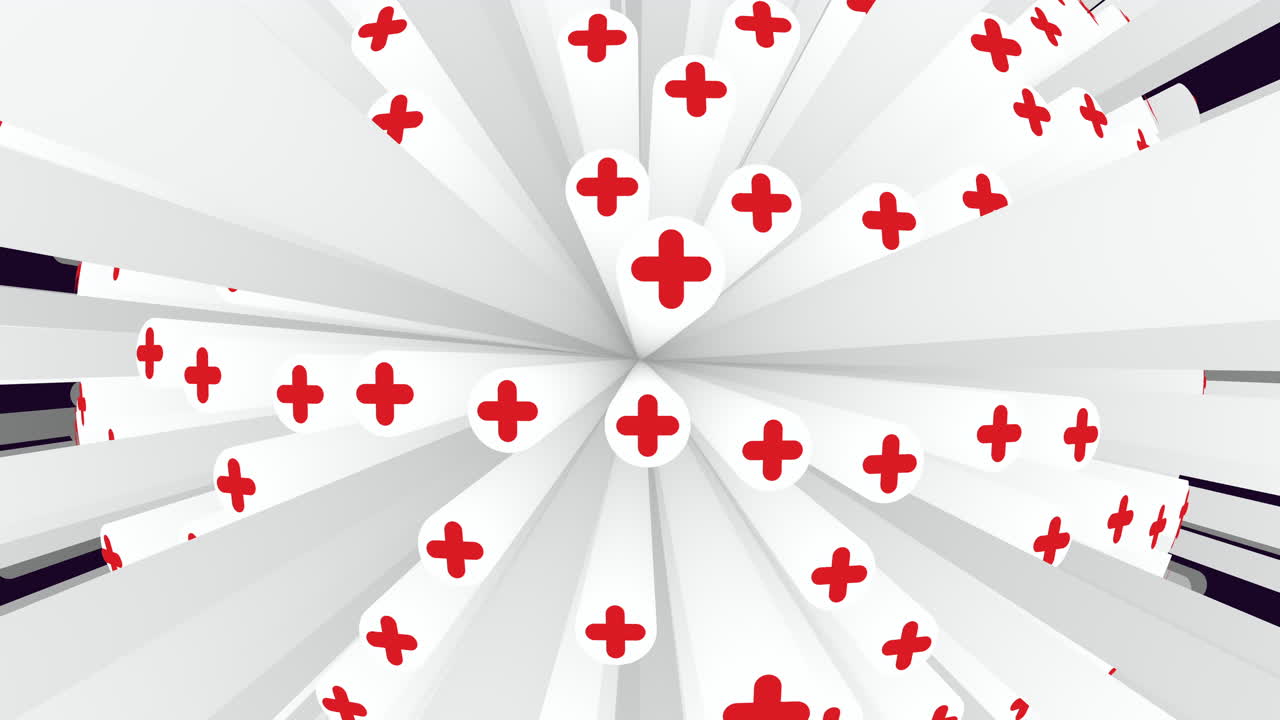 Pink crosses in circular pattern against black background