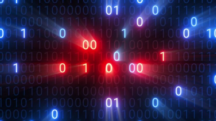 Hacking digital binary code matrix 01 background loop.
