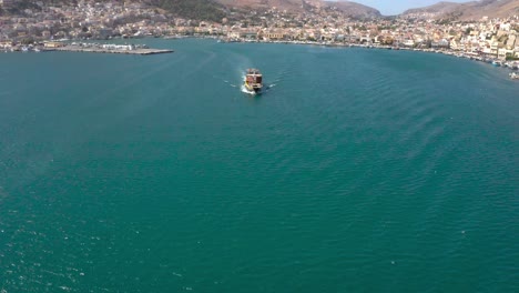 ferry in a greek harbor