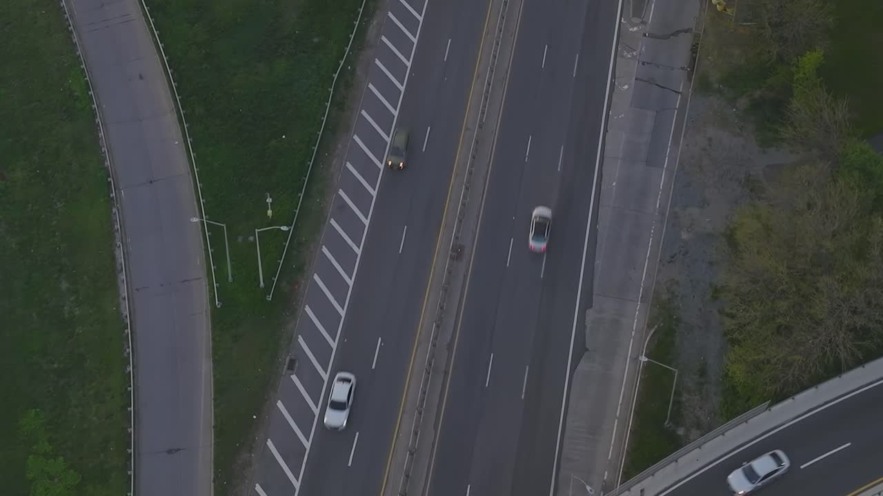 Aerial View of Highway with Cars