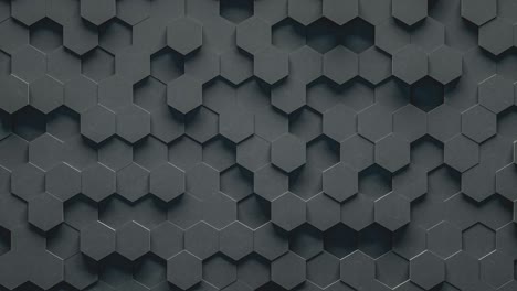 black geometric hexagonal abstract background. 3d render animation, infinite loop