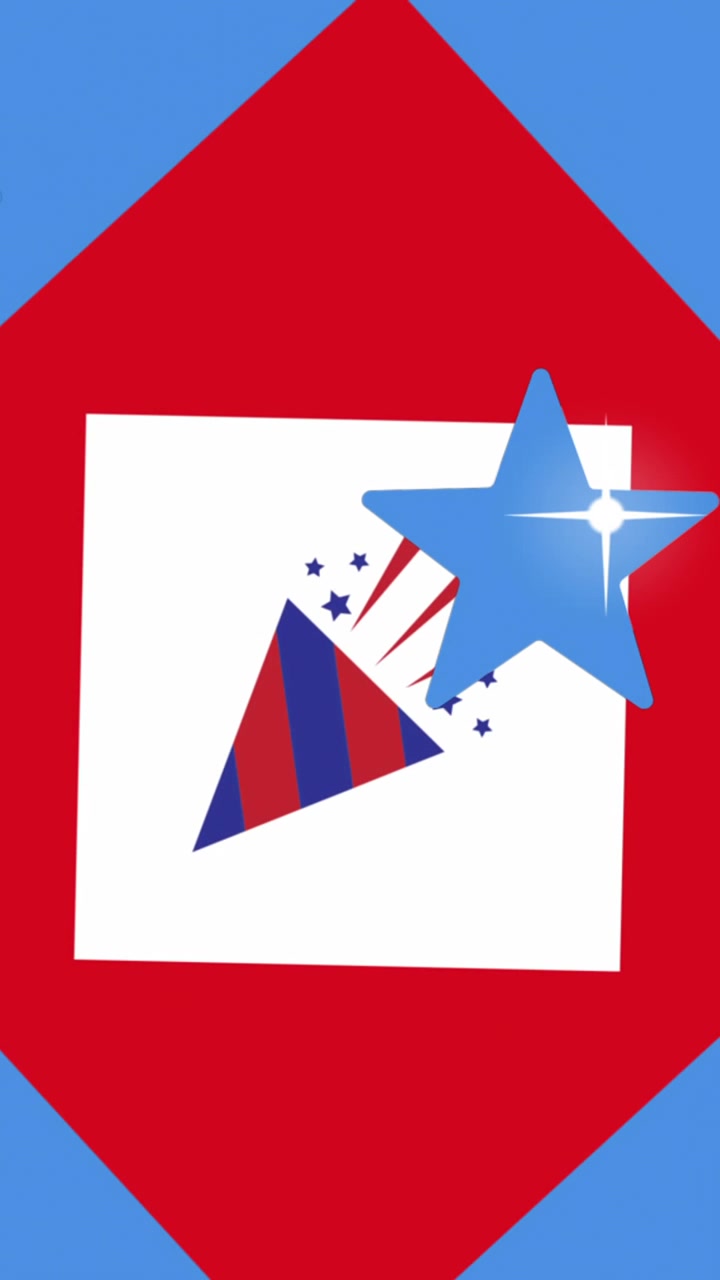 Animazione di stelle blu e rosse in movimento su sfondo nero