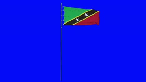 saint kitts and nevis flag waving on wind on blue screen or chroma key background. 4k animation