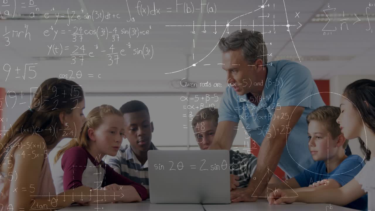 Animation of mathematical equations over schoolchildren using laptop