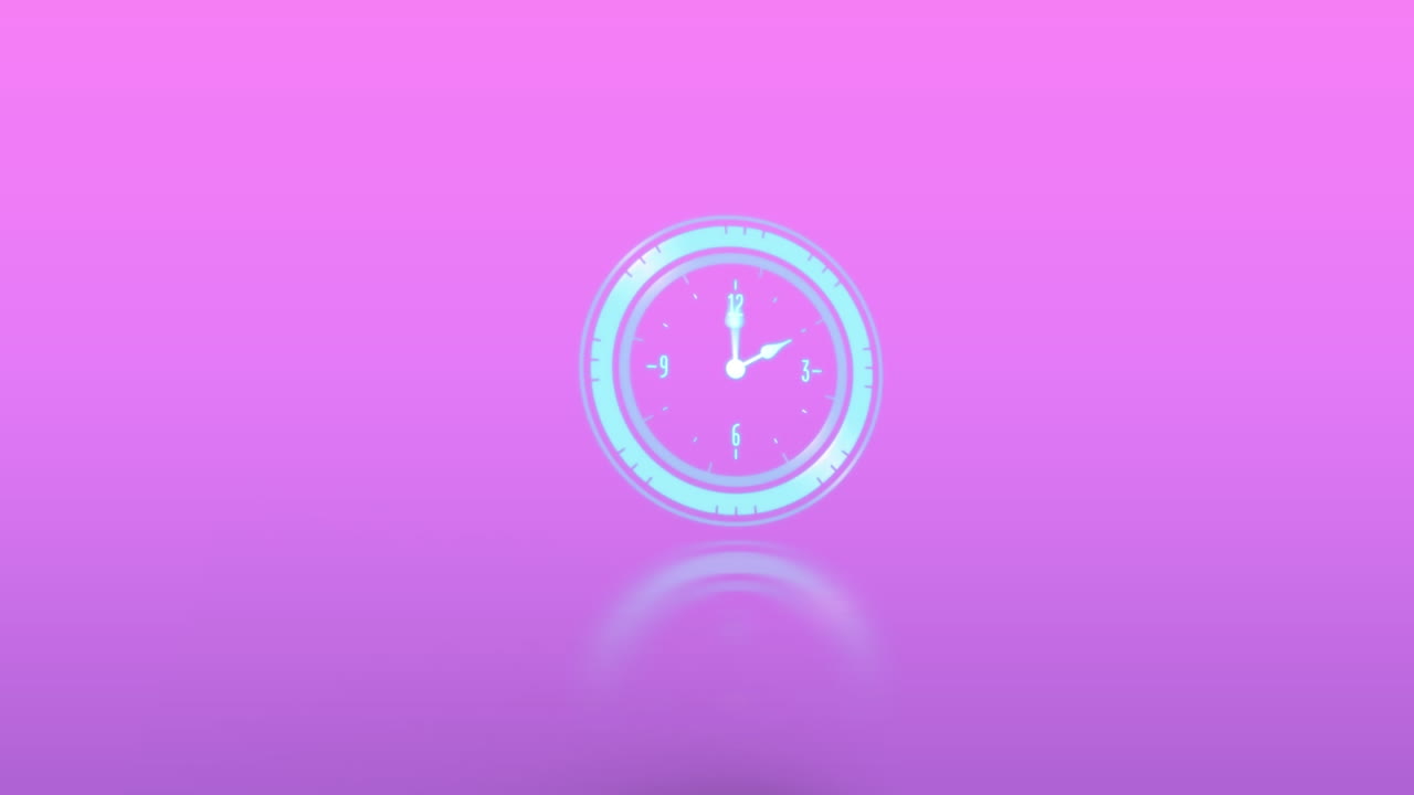 Animation of clock moving over pink background