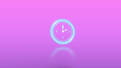 animación del reloj moviéndose sobre un fondo rosa