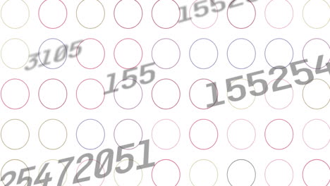 Animation of numbers changing and data processing over screens on white background