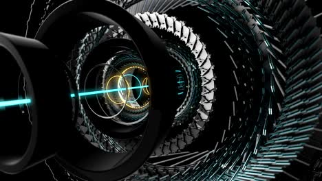 3d motion graphic elements, abstract hi-tech circle, robotic mechanical gear ui. 4k loop