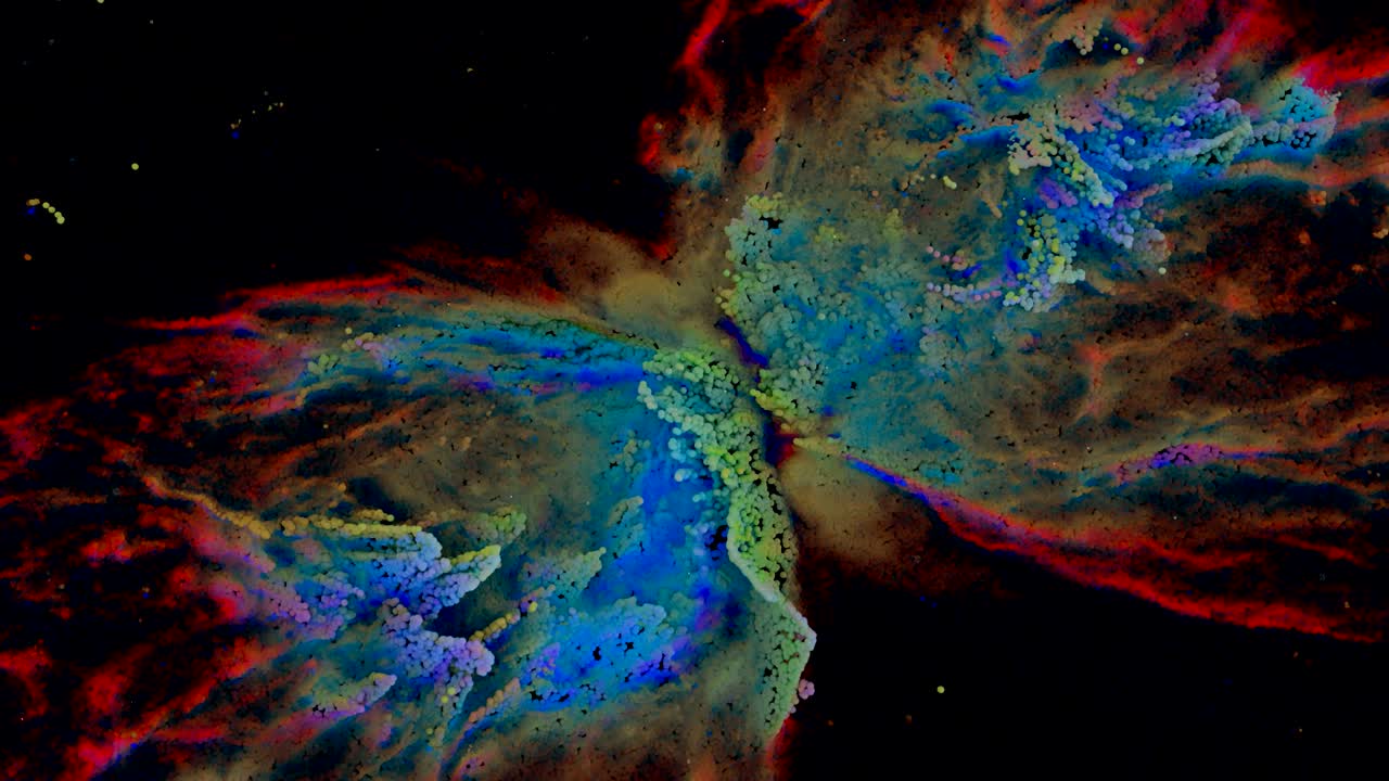 recreación única de partículas de la nebulosa de la mariposa