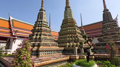 pagodas and architecture at wat pho, bangkok