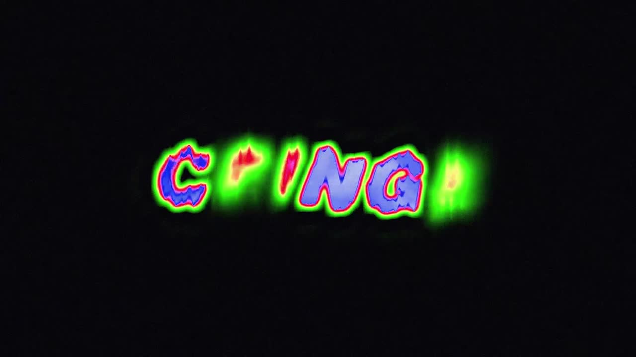 Văn bản CRINGE hoạt hình với hiệu ứng Glitch trên nền đen