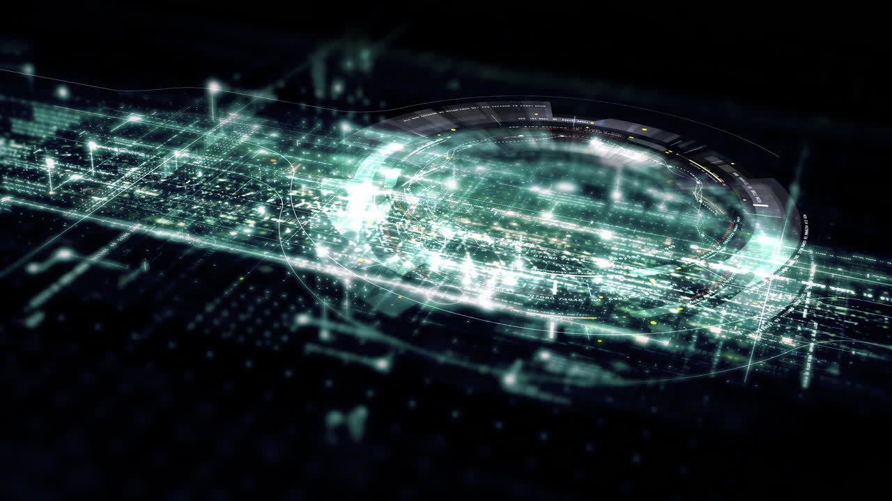 Advanced data matrix simulation UI with cutting-edge digital environment with a dynamic and immersive display of interconnected data matrix information networks systems background