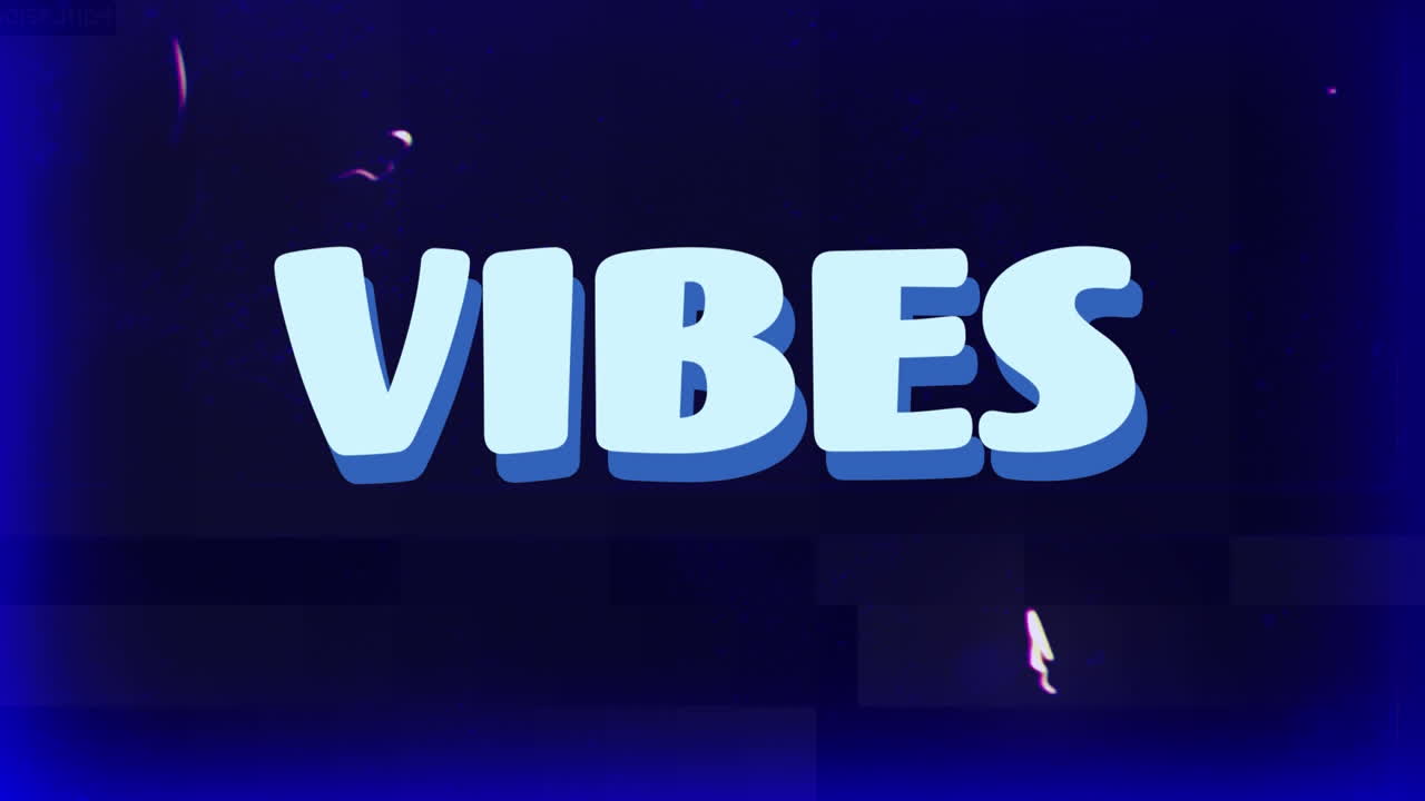 animación de texto, vibraciones, en azul pálido, con formas que se mueven sobre un fondo azul