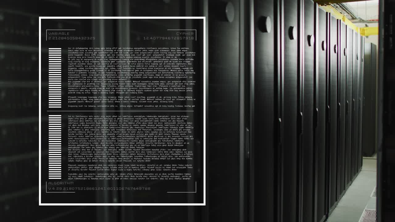 animación del procesamiento de datos en la sala de servidores